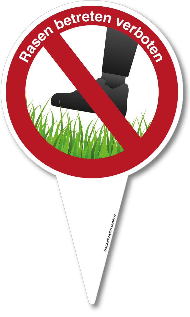 Rasen Betreten Verboten Schild, aus Alu-Verbund, mit UV-Schutz - QOOANTO-SIGN