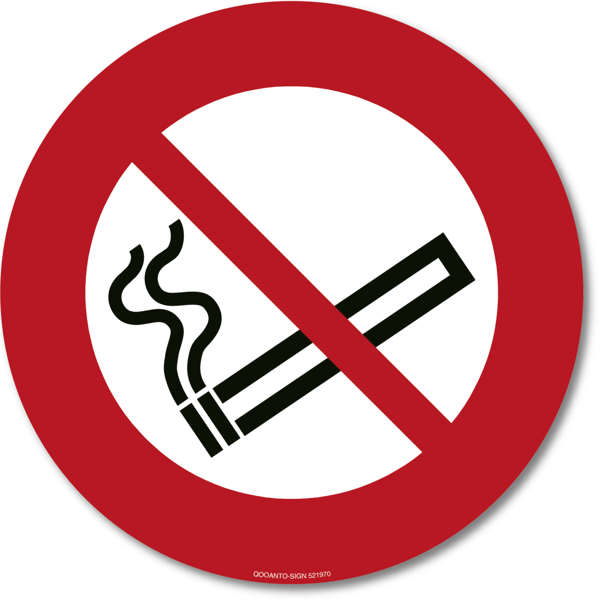 Rauchen Verboten, EN ISO 7010, P002 Verbotsschild oder Aufkleber aus Alu-Verbund oder Selbstklebefolie mit UV-Schutz - QOOANTO-SIGN