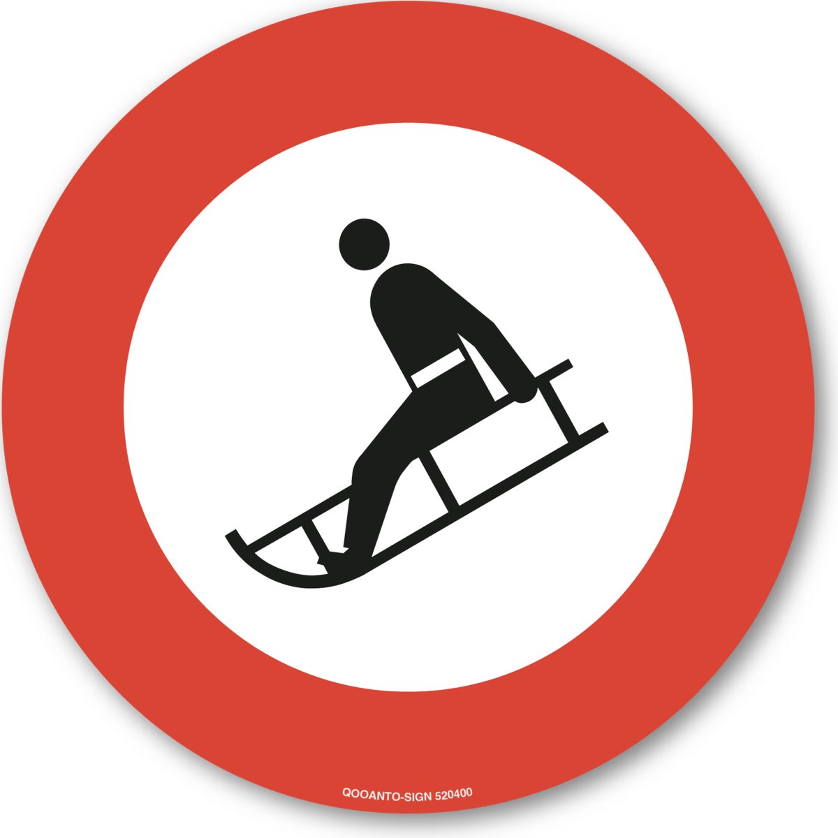 Schlitteln Verboten Verkehrsschild oder Aufkleber aus Alu-Verbund oder Selbstklebefolie mit UV-Schutz - QOOANTO-SIGN