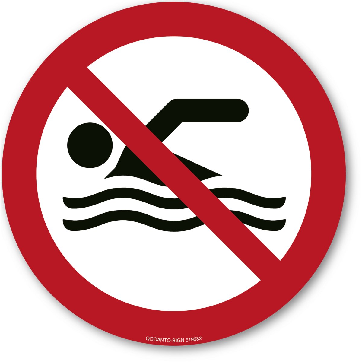 Schwimmen Verboten, EN ISO 7010, WSP002 Verbotsschild oder Aufkleber aus Alu-Verbund oder Selbstklebefolie mit UV-Schutz - QOOANTO-SIGN
