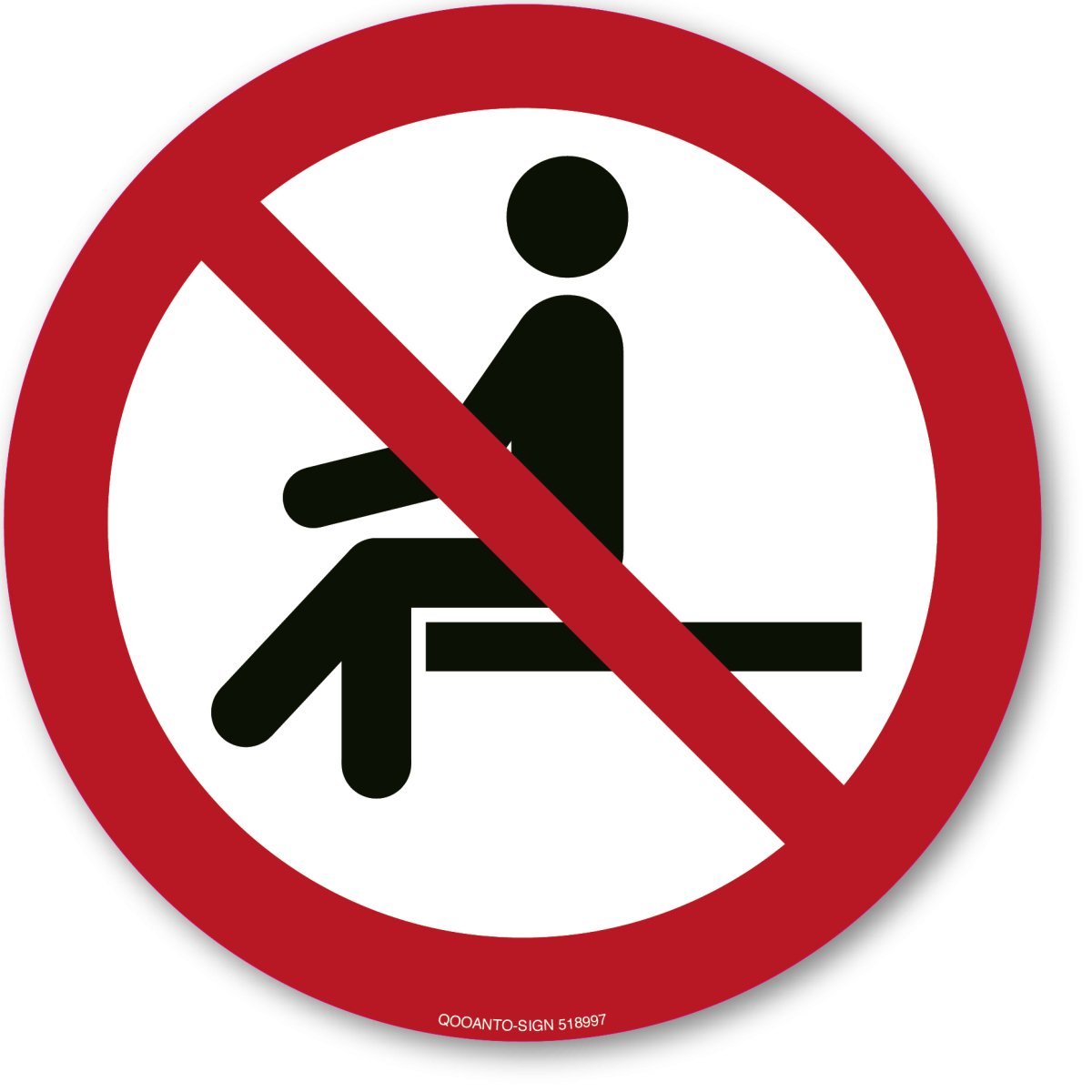 Sitzen Verboten, EN ISO 7010, P018 Verbotsschild oder Aufkleber aus Alu-Verbund oder Selbstklebefolie mit UV-Schutz - QOOANTO-SIGN