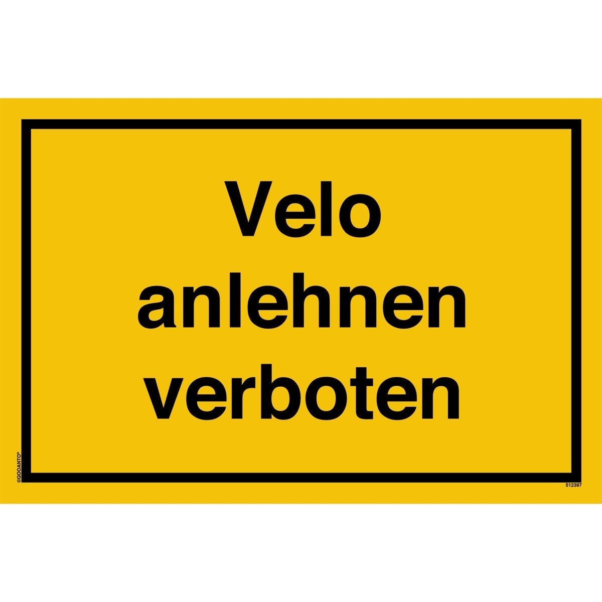 Velo Anlehnen Verboten Schild aus Alu-Verbund mit UV-Schutz - QOOANTO-SIGN