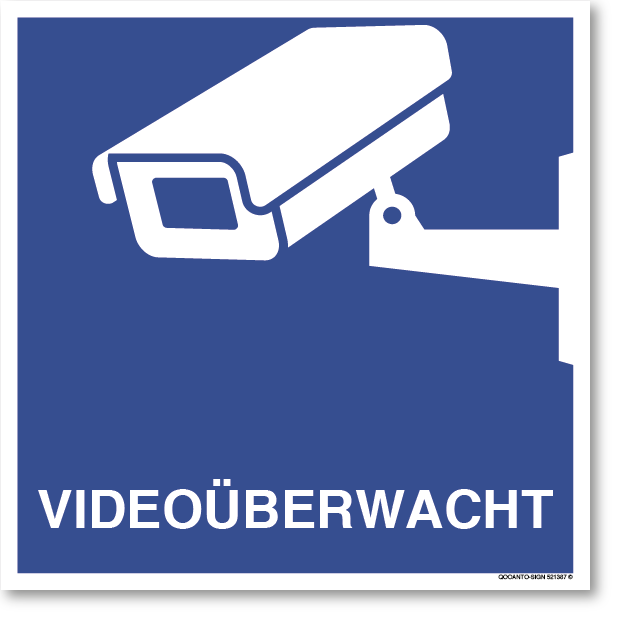 Videoüberwachung Aufkleber, VIDEOÜBERWACHT, aus Selbstklebefolie mit UV-Schutz - QOOANTO-SIGN