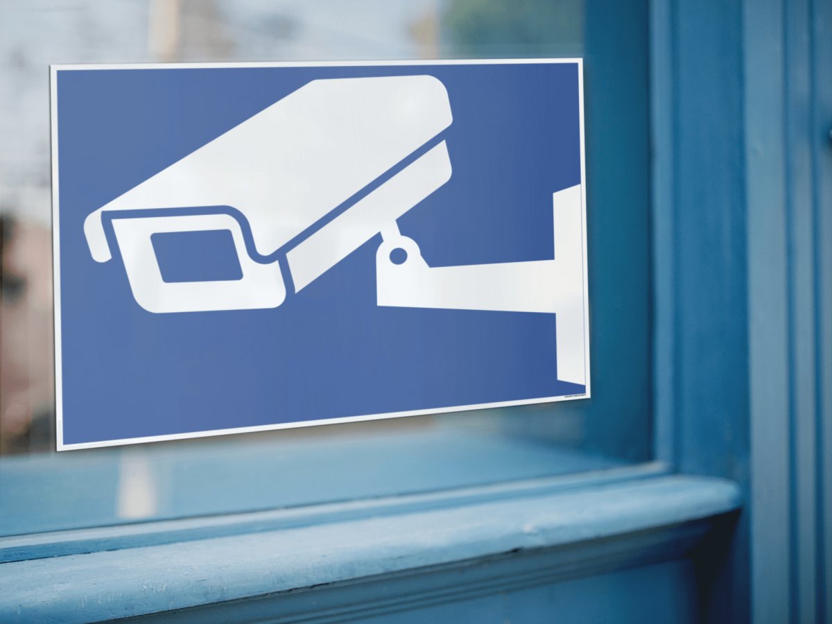 Videoüberwachung Aufkleber, Videoüberwachung DIN 33450, aus Selbstklebefolie mit UV-Schutz - QOOANTO-SIGN