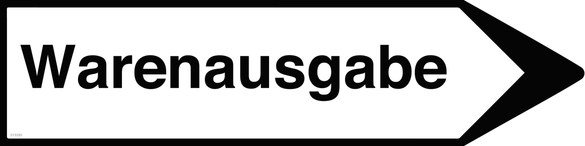 Warenausgabe Wegweiser Schild Rechtsweisend aus Alu-Verbund mit UV-Schutz - QOOANTO-SIGN